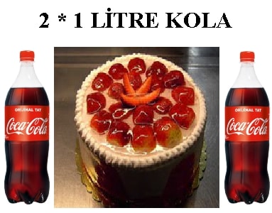 6-9 Kişilik Çilekli Yaş Pasta & 2x1 Lt Cola
